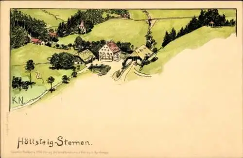 Künstler Litho Breitnau im Schwarzwald, Höllental, Höllsteig, Hofgut Sternen