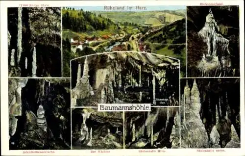 Ak Rübeland Oberharz am Brocken, Panorama, Baumannshöhle, Wächter, Elefantenrüssel, Säulenhalle