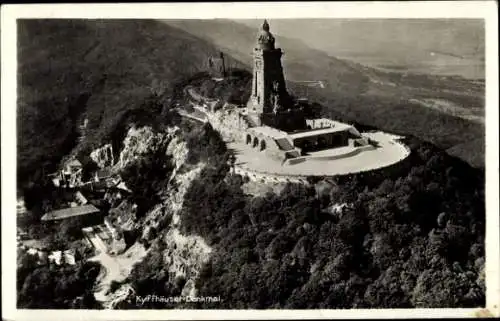 Ak Steinthaleben Kyffhäuserland in Thüringen, Kyffhäuser, Kaiser Wilhelm Denkmal, Fliegeraufnahme