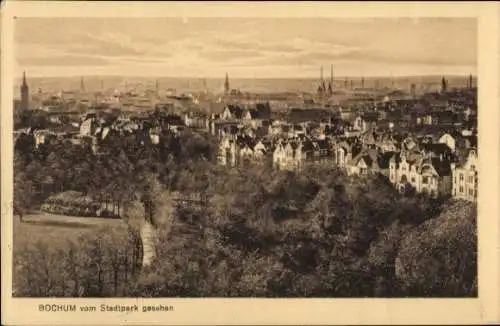 Ak Bochum im Ruhrgebiet, Panorama vom Stadtpark aus gesehen