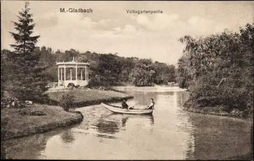 Ak Mönchengladbach am Niederrhein, Volksgarten, Ruderboot