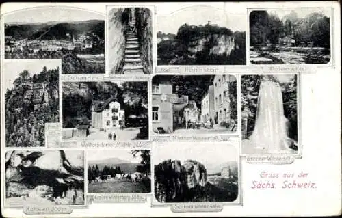 Ak Bad Schandau Sächs. Schweiz, Waltersdorfer Mühle, Hohnstein