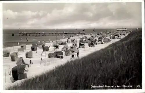 Ak Ostseebad Prerow Darß, Am Strande, Seebrücke, Strandkörbe