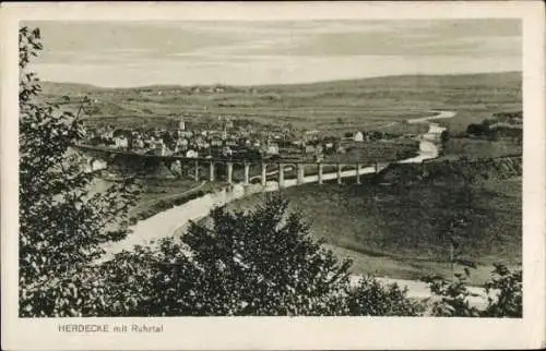 Ak Herdecke,Blick auf die Stadt und ins Ruhrtal,Viadukt