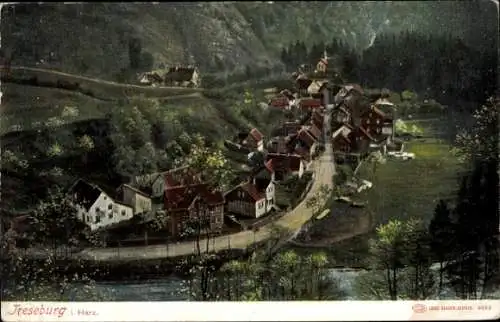 Ak Treseburg Thale im Harz, Panorama, Bodetal