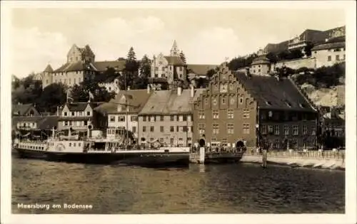 Ak Meersburg am Bodensee, Teilansicht, Schiff, Giebelhaus