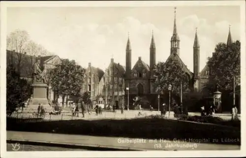 Ak Hansestadt Lübeck, Geibelplatz mit Heil. Geist Hospital