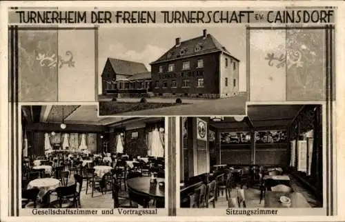 Ak Cainsdorf Zwickau in Sachsen, Turnerheim der freien Turnerschaft, Sitzungszimmer, Vortragssaal