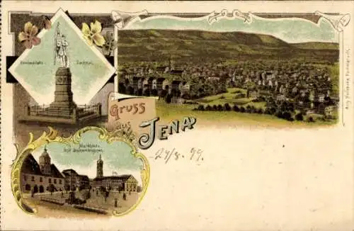 Litho Jena in Thüringen, Gesamtansicht, Denkmal, Marktplatz