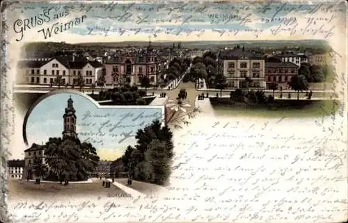 Litho Weimar in Thüringen, Gesamtansicht, Schloss