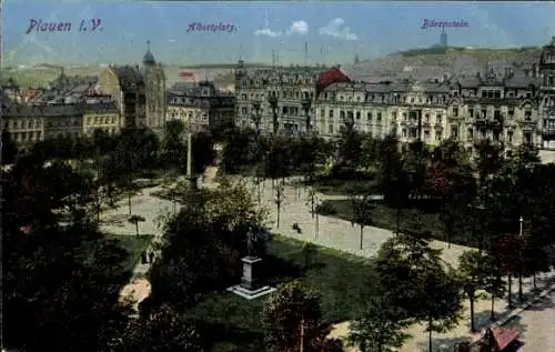 Ak Plauen im Vogtland, Albertplatz, Bärenstein, Denkmal