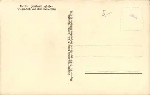 Ak Berlin Tempelhof, Zentralflughafen, Fliegeraufnahme, Klinke 9611