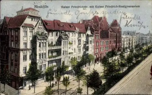 Ak Berlin Neukölln, Friedrichstraße mit Kaiser Friedrich Realgymnasium