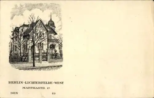 Litho Berlin Steglitz Lichterfelde, Villa an der Marthastraße