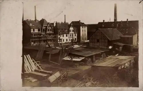 Foto Ak Magdeburg an der Elbe, Platz, Häuser, Holzbretter