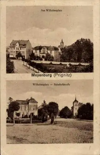 Ak Meyenburg in der Prignitz, Wilhelmsplatz, Bahnhofstraße