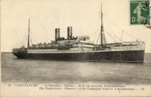 Ak St. Nazaire, Paquebot Flandre, CGT French Line, Transatlantique