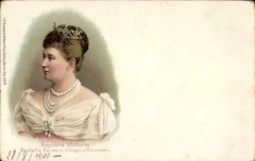 Litho Kaiserin Auguste Viktoria, Portrait, Diadem