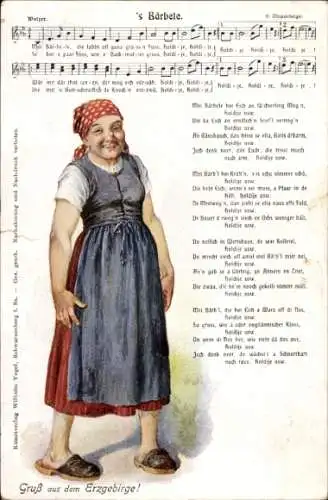 Lied Ak Mückenberger, Hilmar, 's Bärbele, Erzgebirgische Mundart, Tracht, Wilhelm Vogel