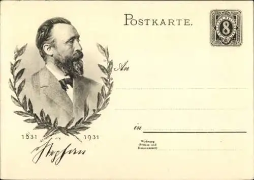 Ganzsachen Ak Heinrich von Stephan, Generalpostdirektor, Jubiläum 1931