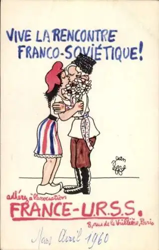 Künstler Ak Vive la Rencontre Franco Sovietique, l'association France URSS, Frankreich Sowjetunion