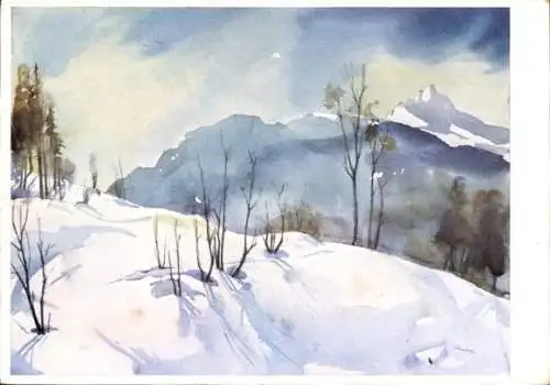 Künstler Ak Röhricht, Wolf, Winterlandschaft, Künstler-Hilfswerk 1937