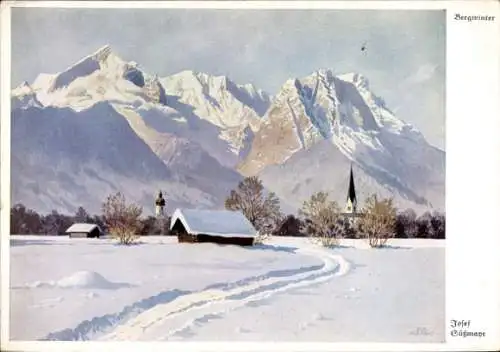 Künstler Ak Süßmayr, Josef, Bergwinter, Motiv in den Alpen