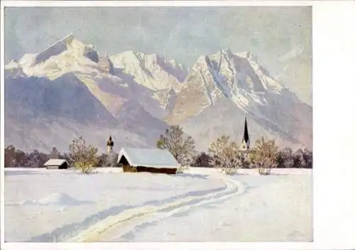 Künstler Ak Süßmayr, Josef, Bergwinter, Motiv in den Alpen