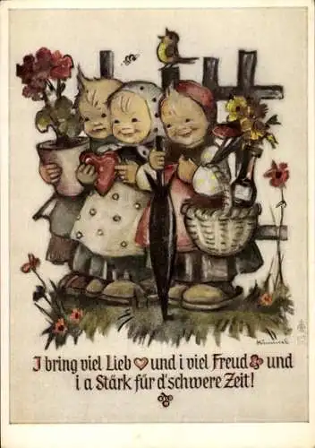 Künstler Ak Hummel, Berta, I bring viel Lieb und i viel Freud, Kinder, Nr. 5835