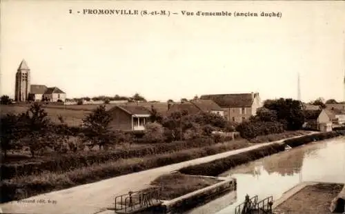 Ak Moncourt Fromonville Seine et Marne, Vue d'ensemble, ancien duche