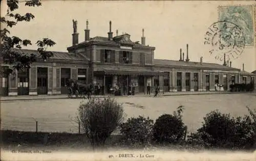 Ak Dreux Eure et Loir, Gare