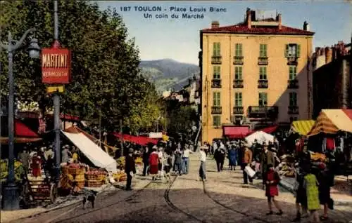 Ak Toulon Var, Place Louis Blanc, un coind du marche