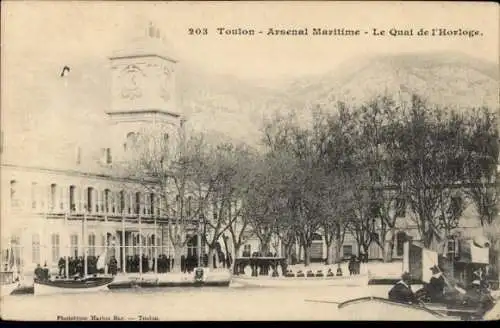 Ak Toulon Var, Arsenal Maritime, Quai de l'Horloge