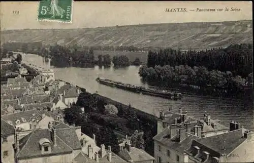 Ak Mantes Yvelines, Panorama auf der Seine