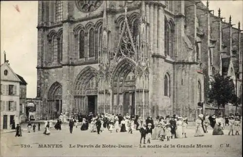 Ak Mantes Yvelines, Notre Dame, Ausgang aus der Großen Messe