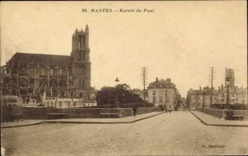 Ak Mantes Yvelines, Eingang zur Brücke