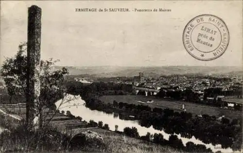 Ak Mantes-Yvelines, Panorama, Einsiedelei St. Sauveur