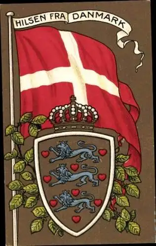 Ak Dänische Fahne, Wappen