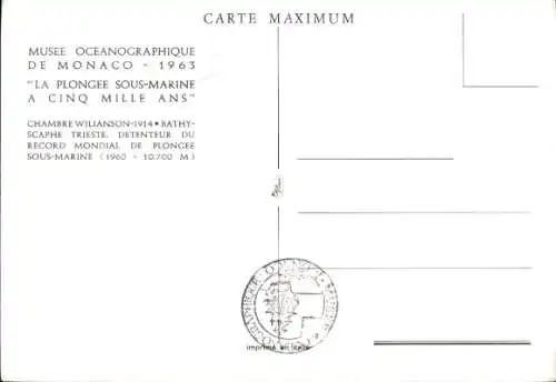 Ak Monaco, Musee Oceanographique 1963, la Plongee Sous-Marine