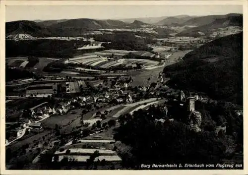 Ak Erlenbach bei Dahn in der Pfalz, Burg Berwartstein, Fliegeraufnahme