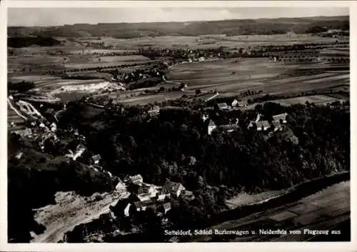 Ak Satteldorf in Württemberg, Fliegeraufnahme, Schloss Burleswagen, Neidenfels