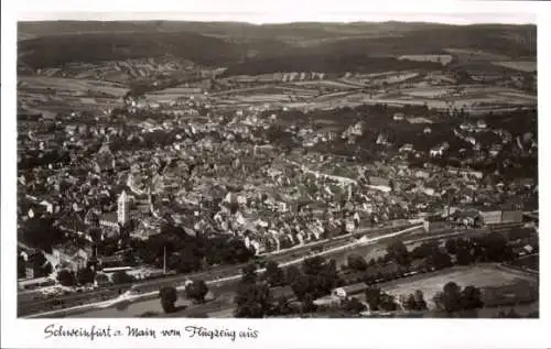 Ak Schweinfurt in Unterfranken Bayern, Fliegeraufnahme