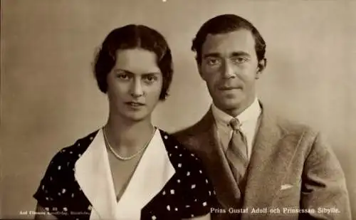 Ak Prinz Gustav Adolf  von Schweden, Prinzessin Sibylle, Sibylla v. Sachsen Coburg Gotha