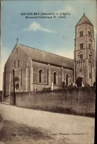 Ak Ver sur Mer Calvados, Kirche