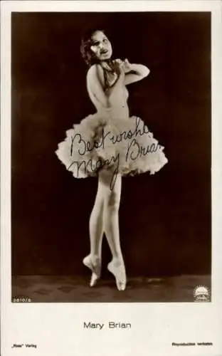 Ak Schauspielerin Mary Brian, Portrait als Balletttänzerin, Wendy in Peter Pan 1924, Autogramm