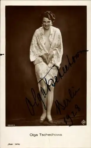 Ak Schauspielerin Olga Tschechowa, Portrait, Autogramm