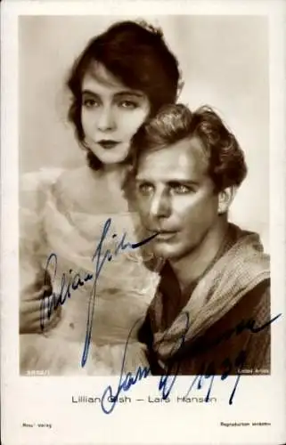 Ak Schauspielerin Lillian Gish, Schauspieler Lars Hanson, Portrait, Autogramme