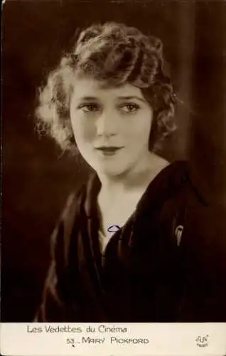 Ak Schauspielerin Mary Pickford, Les Vedettes du Cinema, Autogramm