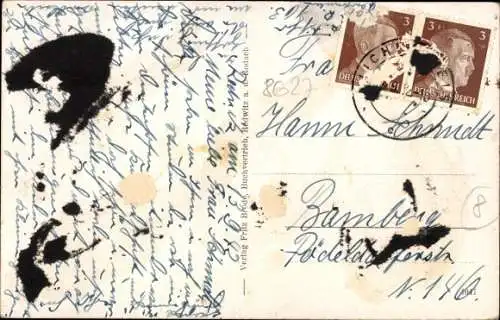 Ak Redwitz an der Rodach Oberfranken, Totalansicht, Schloss, Fabrikbau