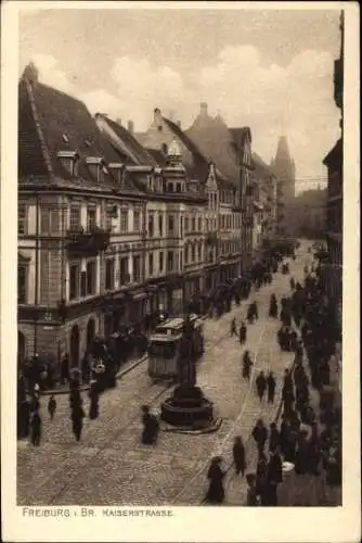 Ak Münstertal im Schwarzwald, Kaiserstraße, Straßenbahn